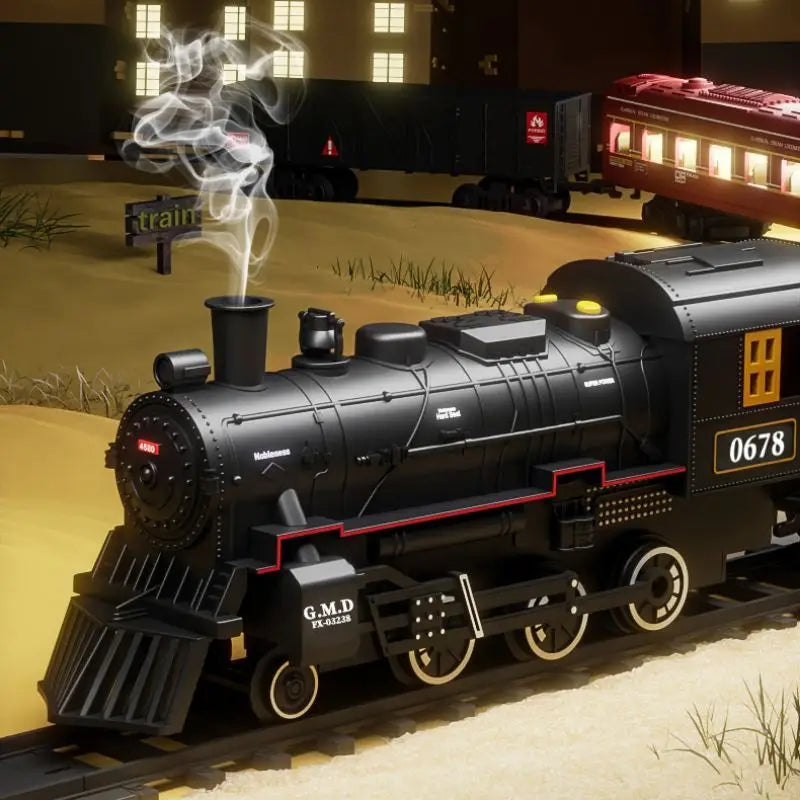 Interactive Train Set: Battery-Powered Locomotive With Lights And Realistic Steam