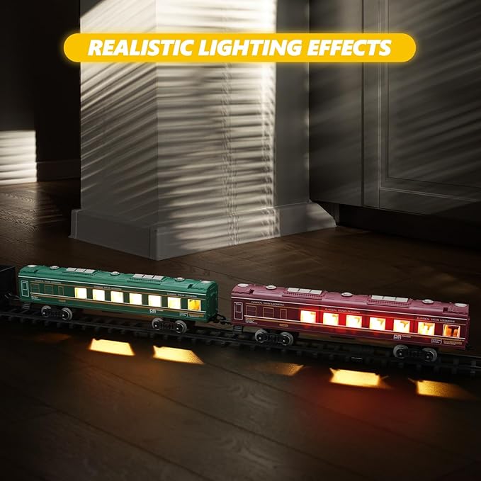 Interactive Train Set: Battery-Powered Locomotive With Lights And Realistic Steam