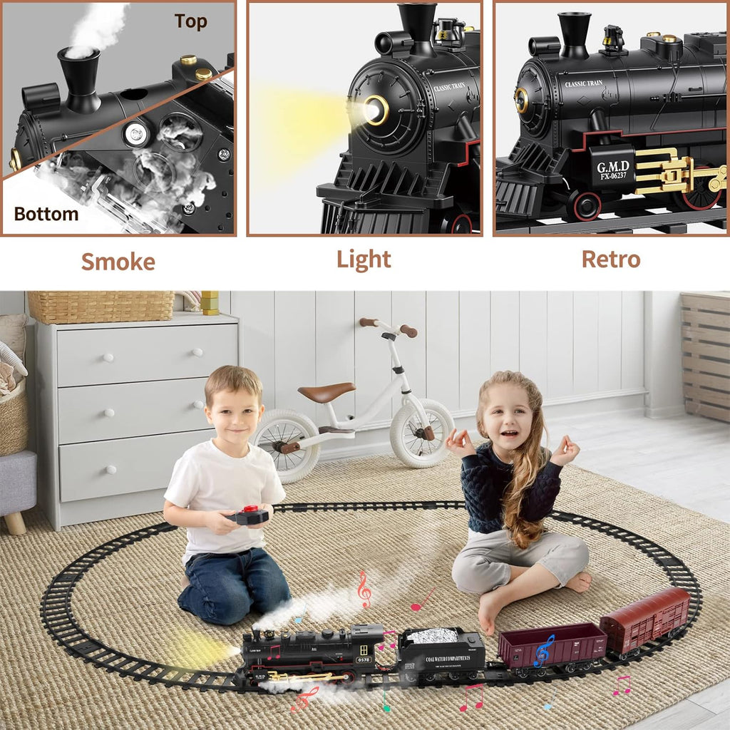 Interactive Train Set: Battery-Powered Locomotive With Lights And Realistic Steam