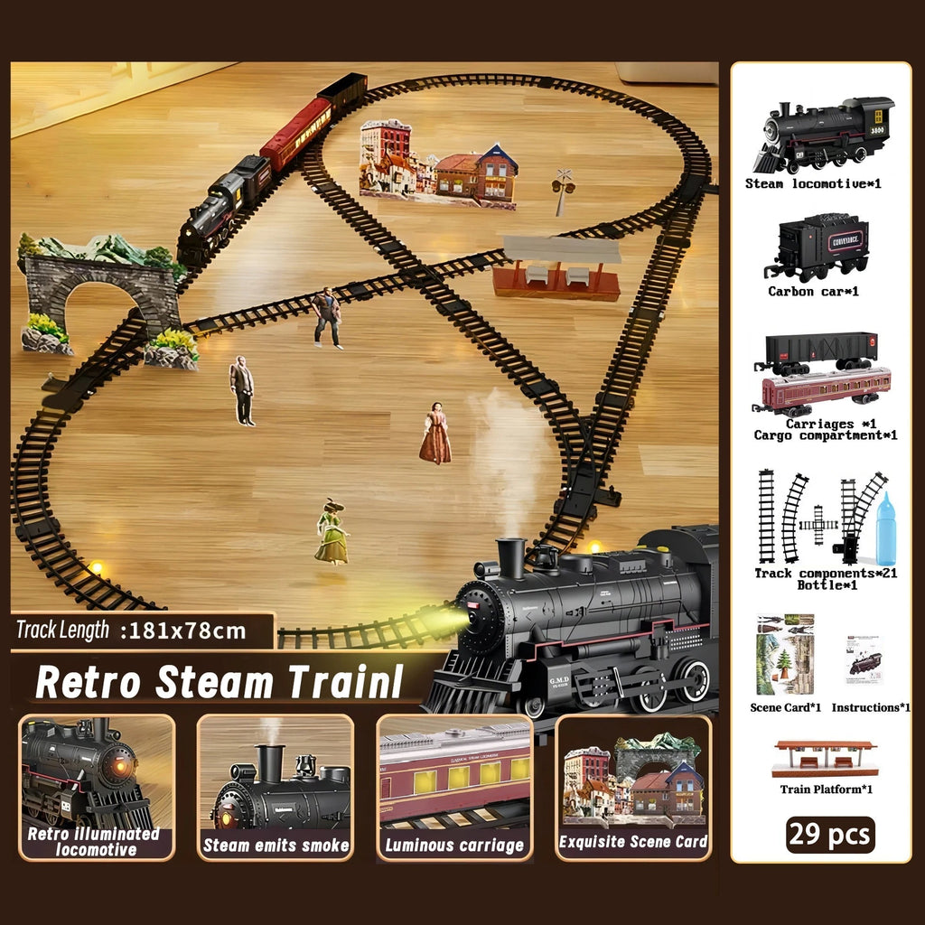 Interactive Train Set: Battery-Powered Locomotive With Lights And Realistic Steam