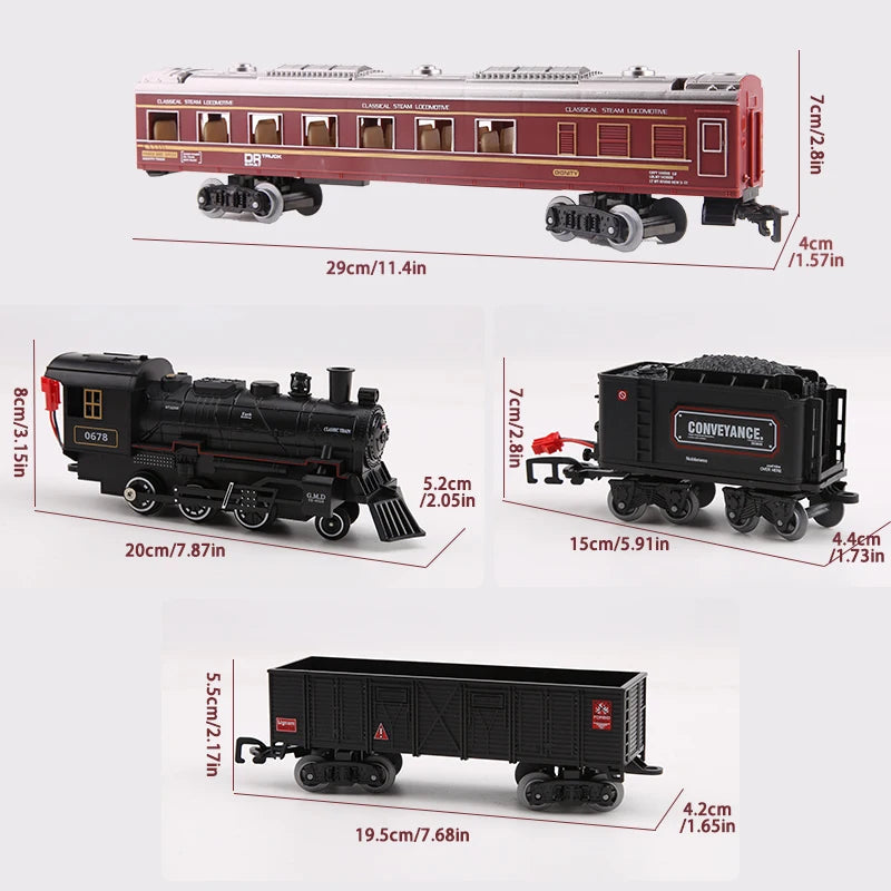 Interactive Train Set: Battery-Powered Locomotive With Lights And Realistic Steam
