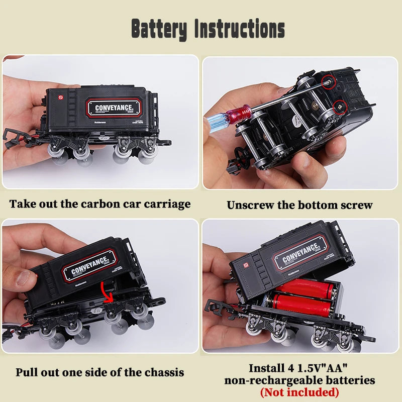 Interactive Train Set: Battery-Powered Locomotive With Lights And Realistic Steam