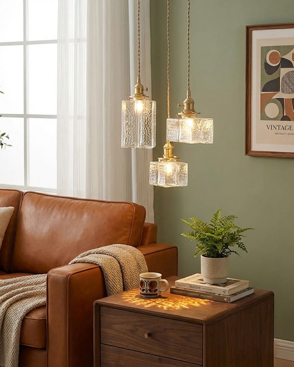 JewelGlass Sleek Pendant Light For Modern Kitchen Area