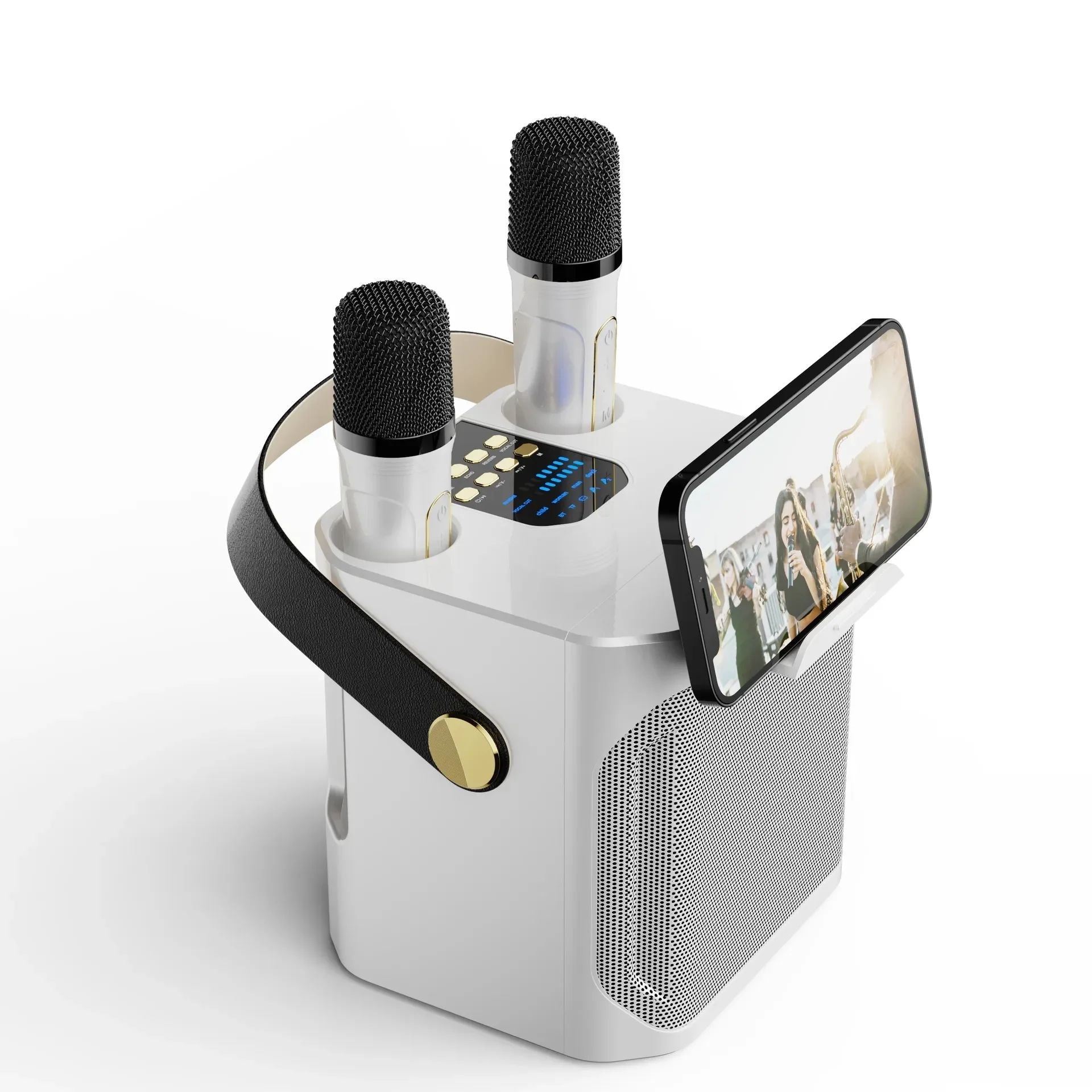 Karaoke Party Speaker: Portable Bluetooth System With 360 Degree Sound And Two Mics