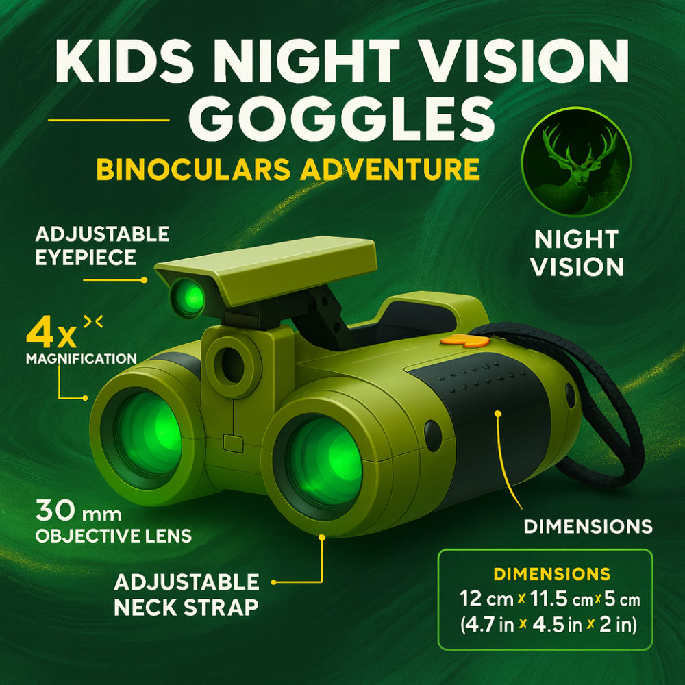 Kids Adventure Gear Binoculars With Night Vision And Pop-Up Light For Outdoor Exploration