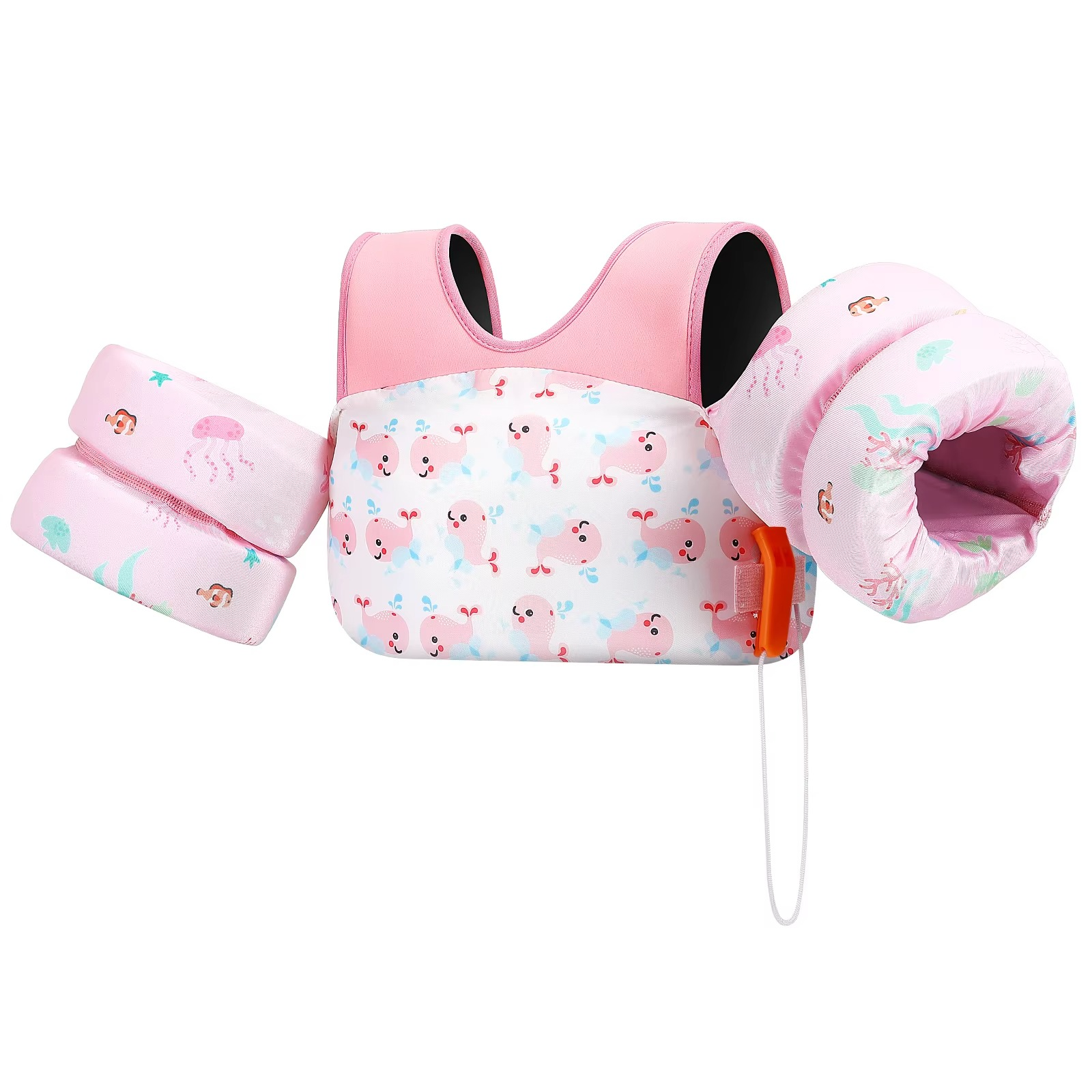 Swimming Vest For Kids With Foam Padding Arm Bands And Whistle