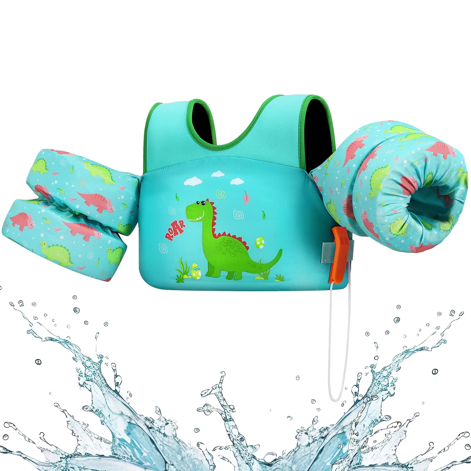 Swimming Vest For Kids With Foam Padding Arm Bands And Whistle