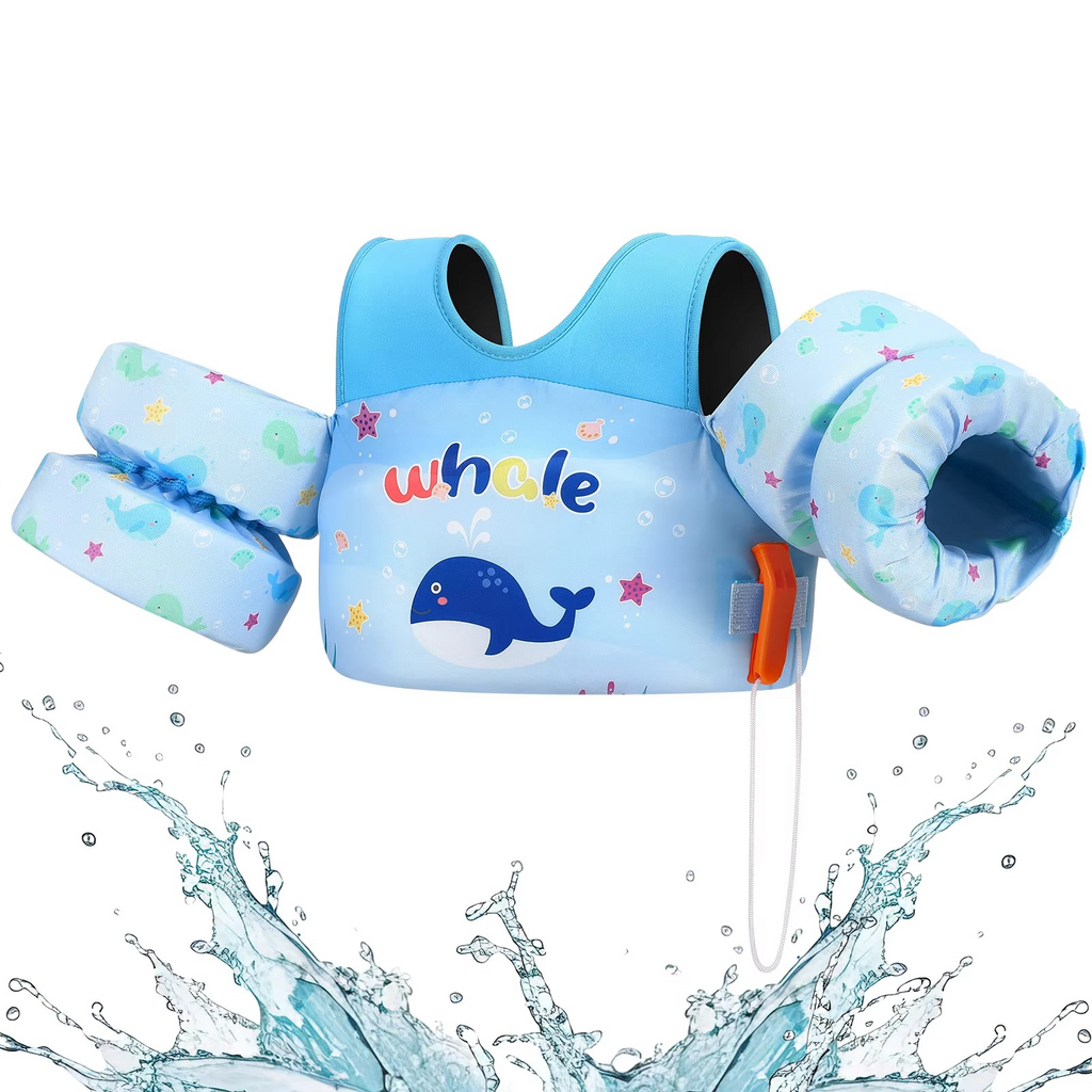 Swimming Vest For Kids With Foam Padding Arm Bands And Whistle
