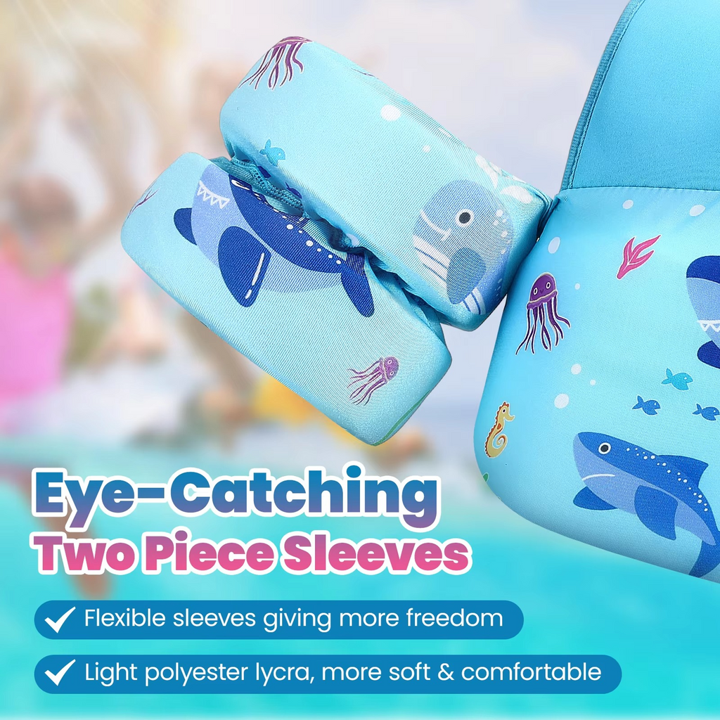 Swimming Vest For Kids With Foam Padding Arm Bands And Whistle
