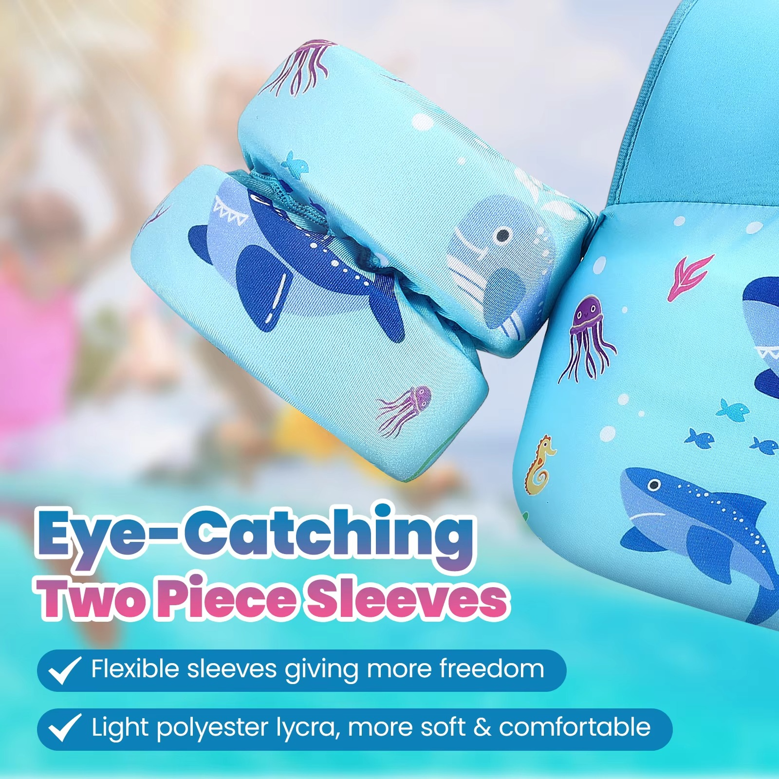 Swimming Vest For Kids With Foam Padding Arm Bands And Whistle