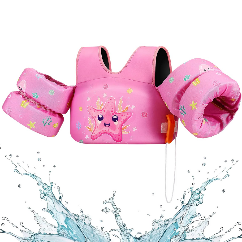 Swimming Vest For Kids With Foam Padding Arm Bands And Whistle
