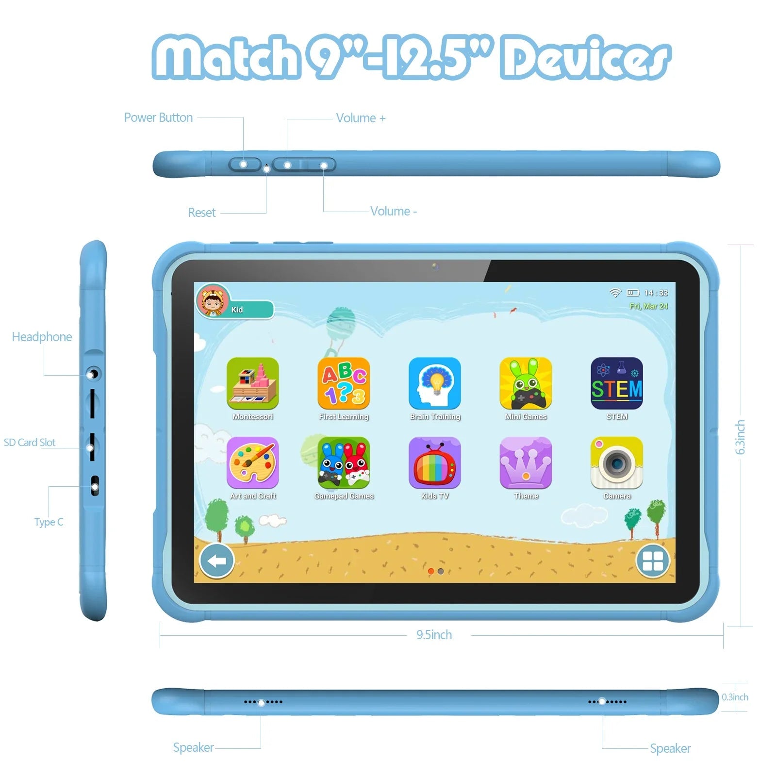 Kids Learning Tablet With HD Display Quad Core Processor And Expandable Storage