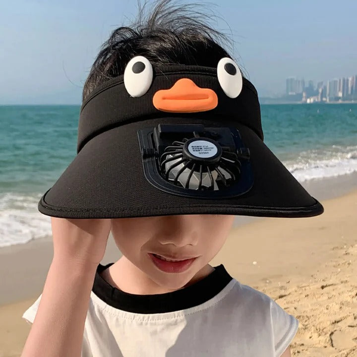 Kids Shield Hat With Solar-Powered Fan And UV Protection, Lightweight Outdoor Fun