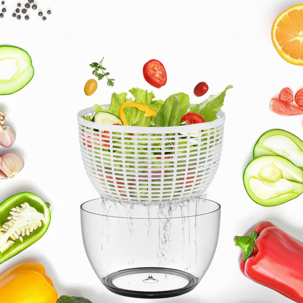 Kitchen Essentials Salad Spinner With Manual Pump And Stable Base