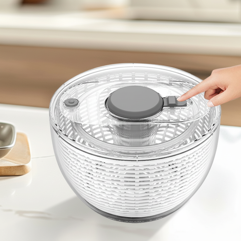 Kitchen Essentials Salad Spinner With Manual Pump And Stable Base