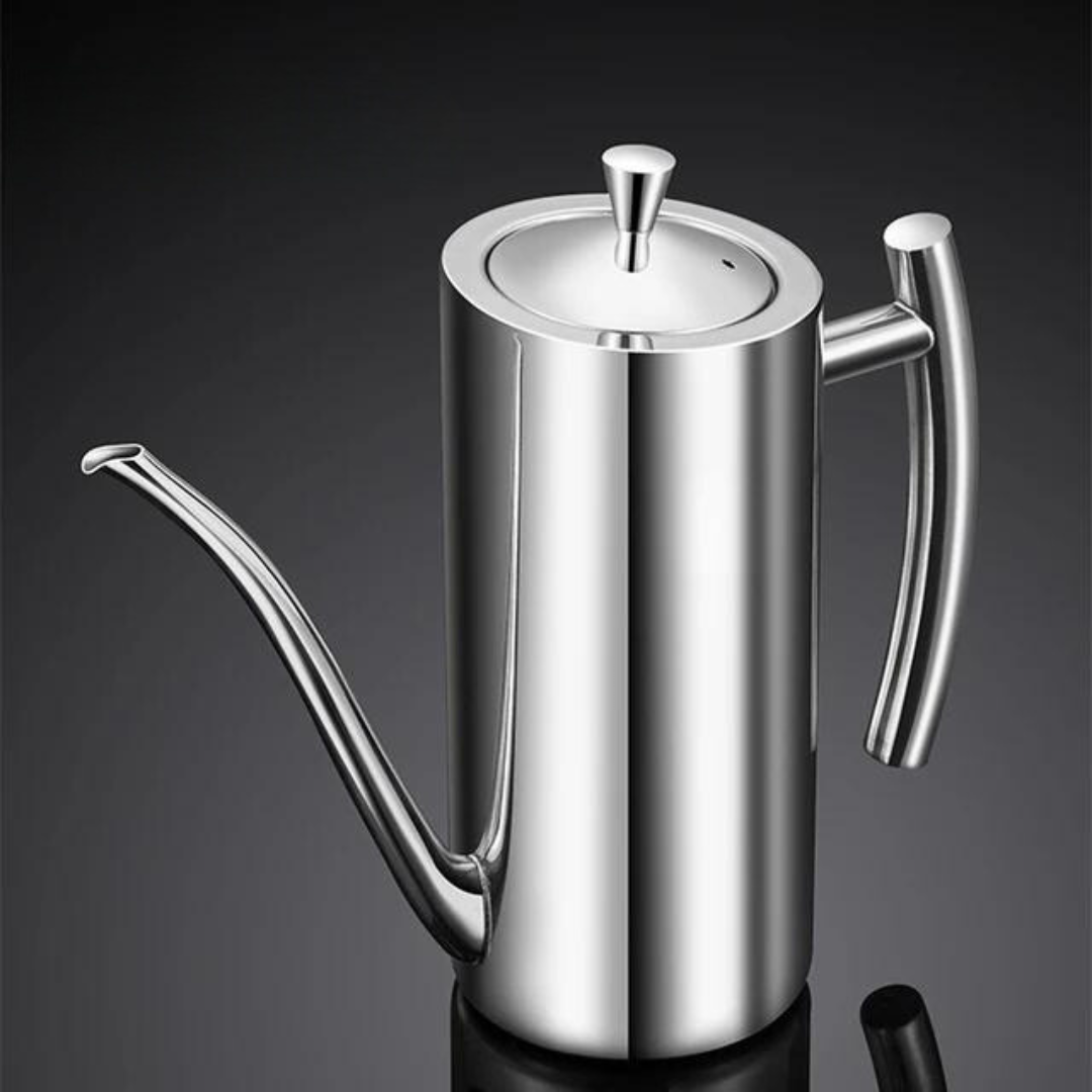 Kitchen Essentials Stainless Steel Olive Oil Bottle Dispenser With Precision Spout