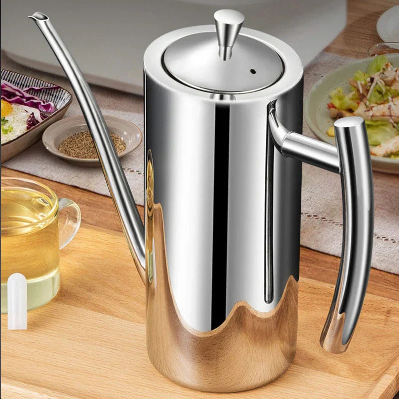 Kitchen Essentials Stainless Steel Olive Oil Bottle Dispenser With Precision Spout