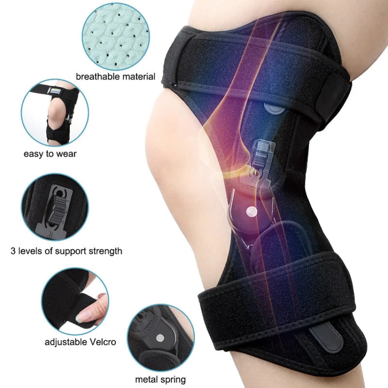 Knee Support With Adjustable Stabilizing Brace And Reinforced Stabilizers To Ease Pain