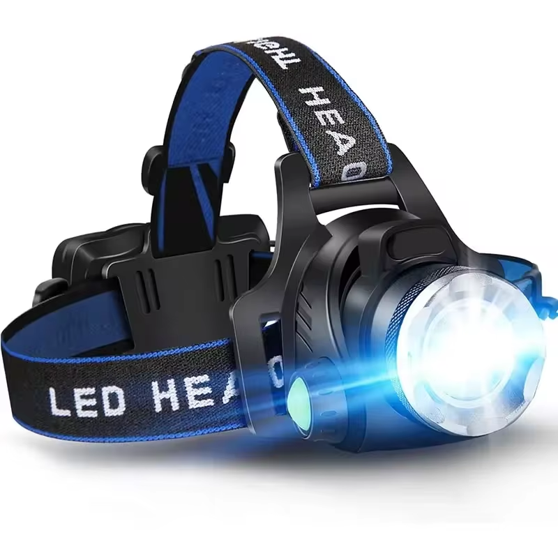 Rechargeable LED Headlamp With Zoom Waterproof For All Weather Use