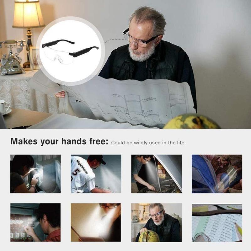 LED Reading Magnifier Glasses With Adjustable Light For Clear Vision