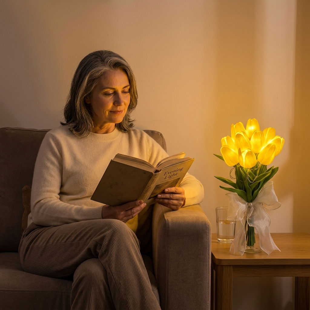 LED Tulip Bouquet Light With Auto Timer For A Warm Year Round Glow