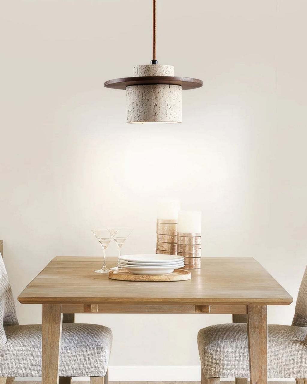 Coren Travertine Stone Pendant Light With Rustic Glow