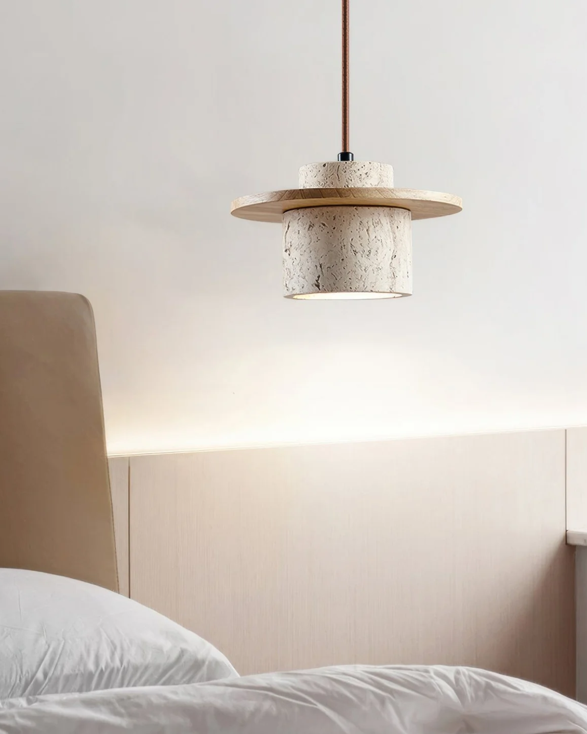 Coren Travertine Stone Pendant Light With Rustic Glow