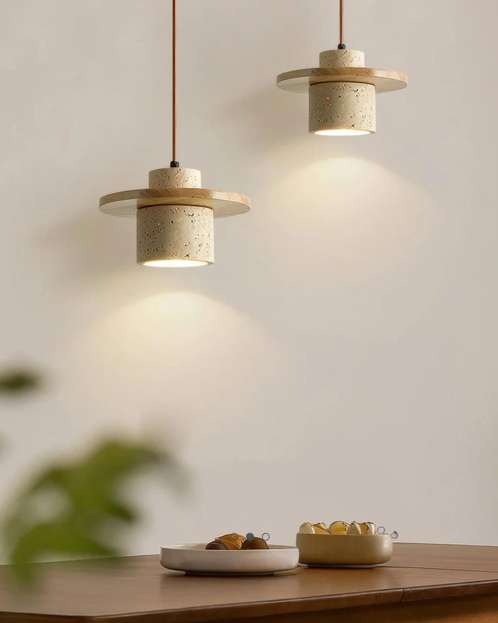 Coren Travertine Stone Pendant Light With Rustic Glow