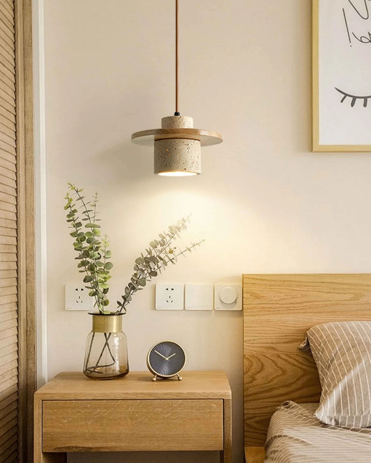 Coren Travertine Stone Pendant Light With Rustic Glow