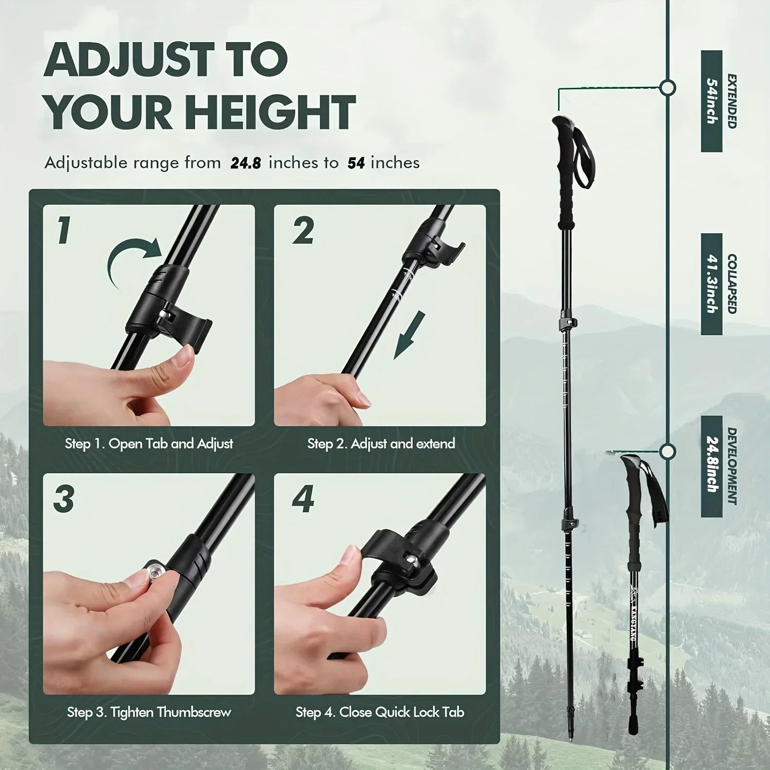 Featherweight Carbon Fiber Trekking Poles With Quick Lock System
