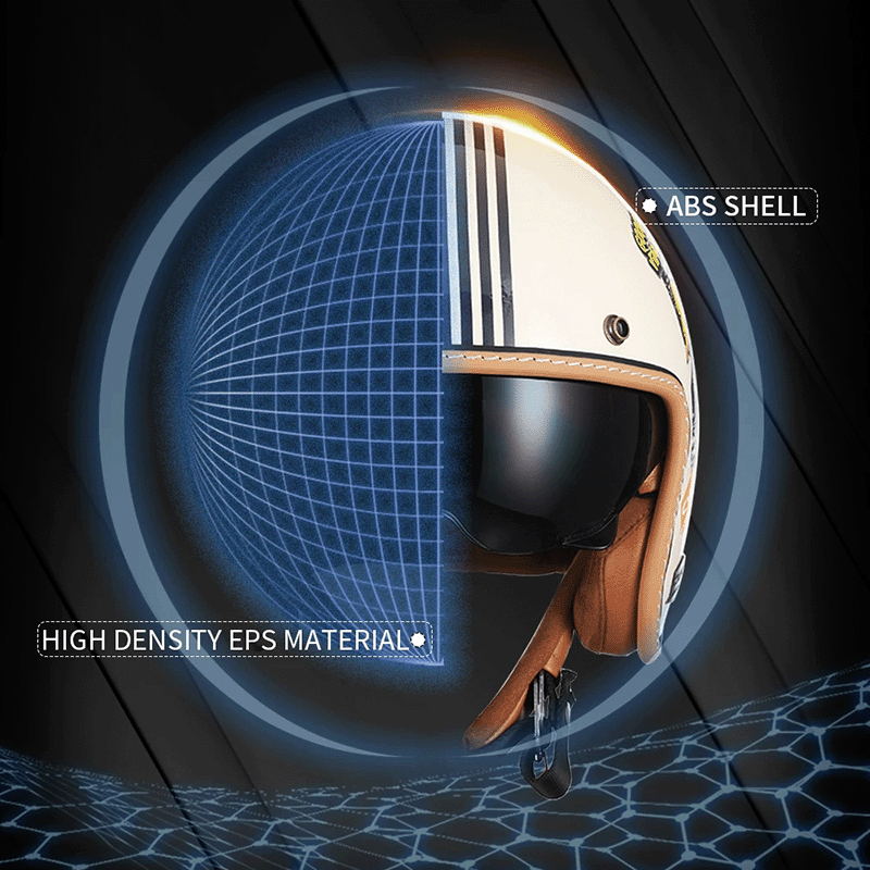LumaGuard Open Face Helmet With ABS Shell And Retro Style Comfort