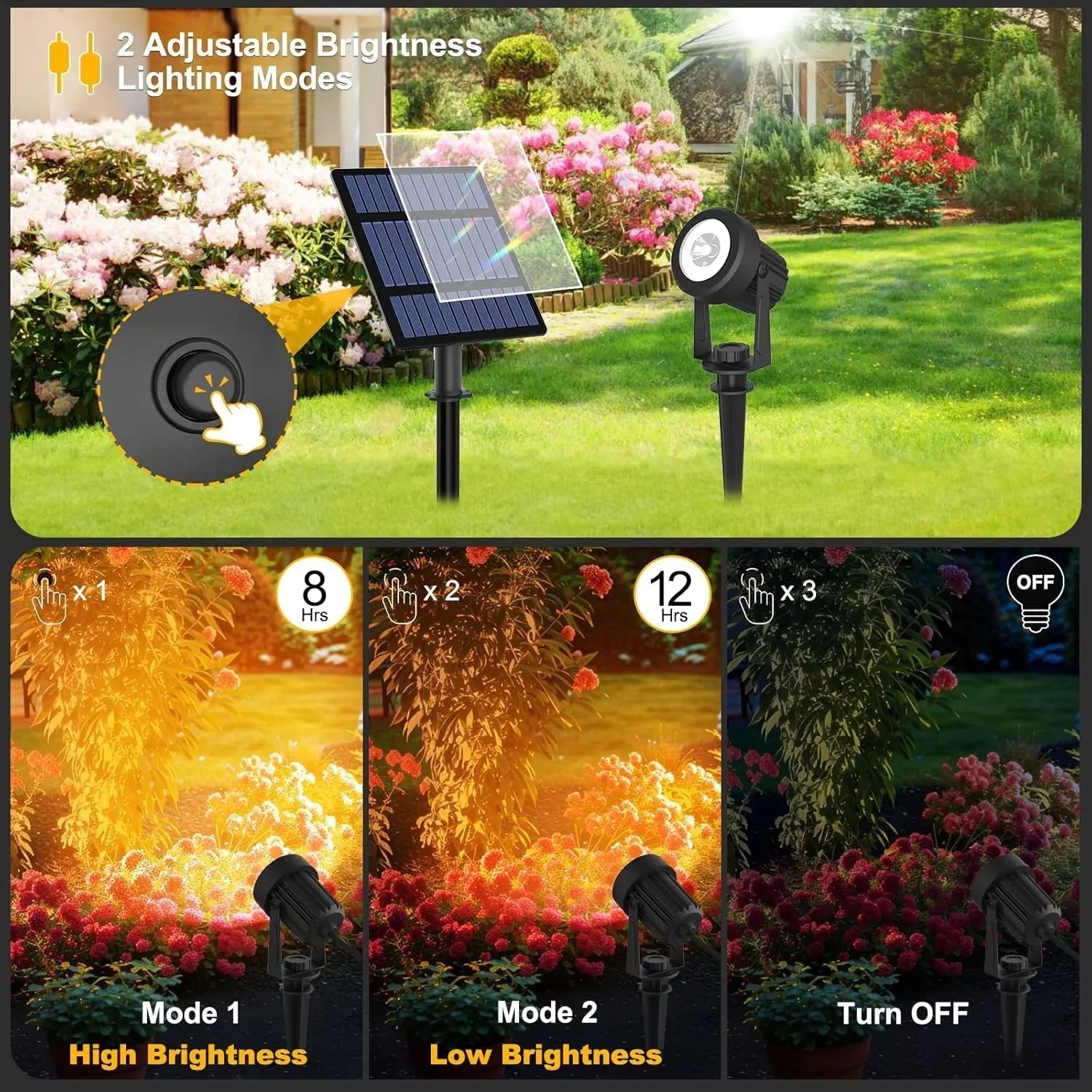 LumiGlow Solar Outdoor Spotlight With Dusk Sensor And Warm Or Cool White Garden Lighting