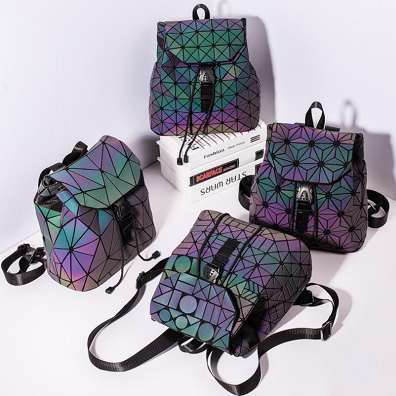 Luminous Geometric Travel Backpack With Color-Shift Design For Daily Use