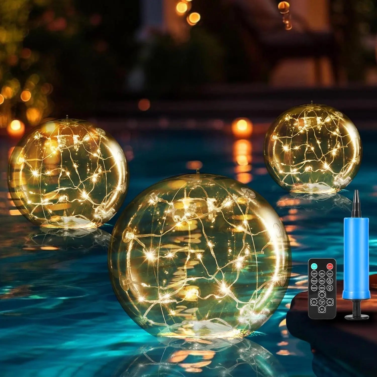 Luminous Oasis Pool Lights That Float On Solar Power With Waterproof Color Change
