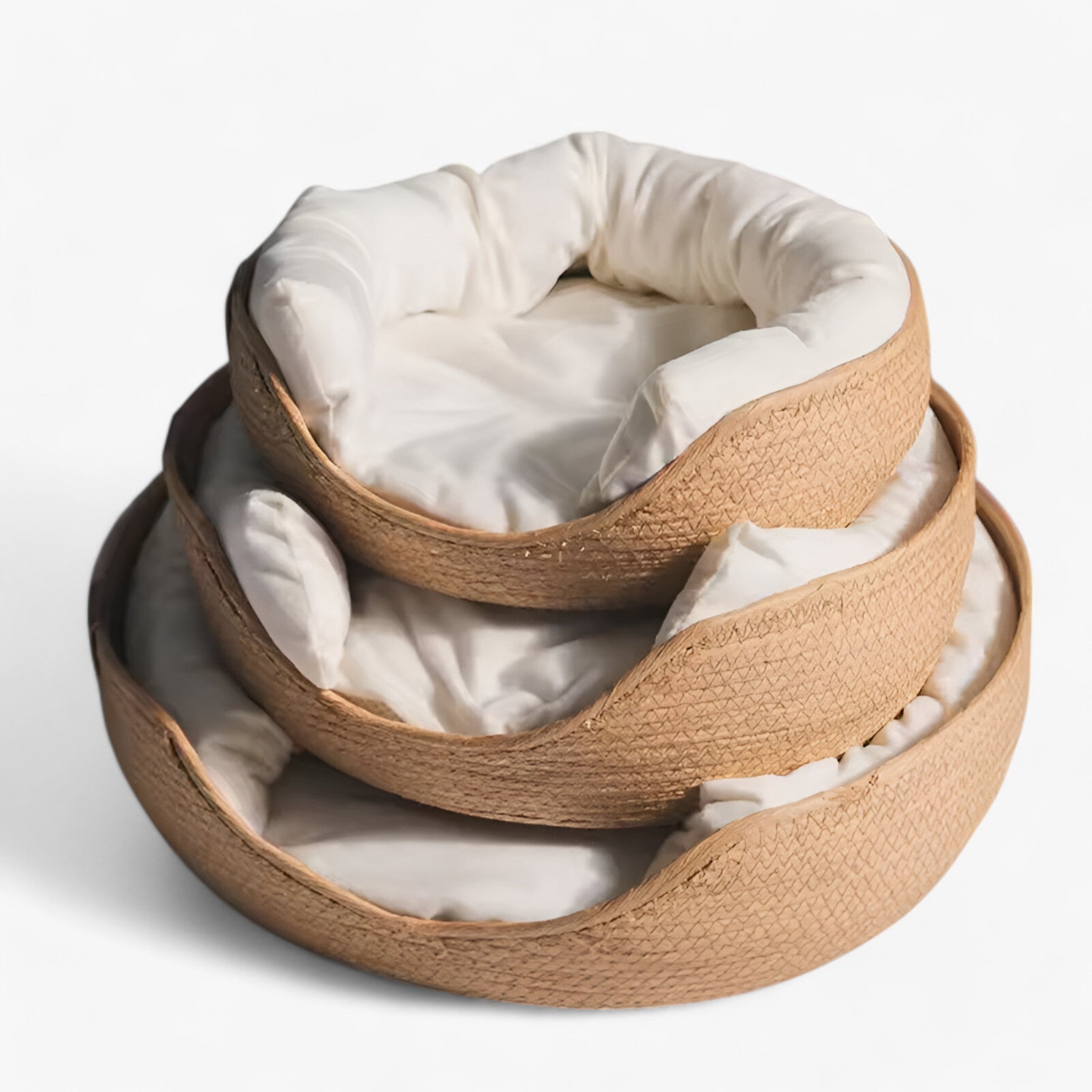 Luna Nest Handwoven Bamboo Bed With Plush Cushion For Cats And Small Dogs