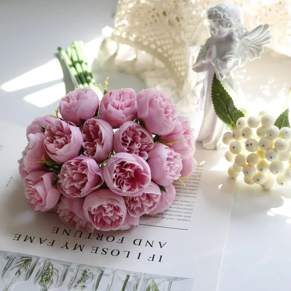 Luna Peony Bouquet Silk Flowers With 27 Heads In Colorful Array