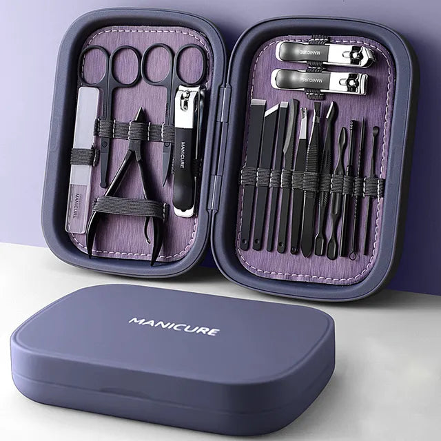 LuxNails 18 Tool Nail Care Set With Stainless Steel Tools In Compact Case