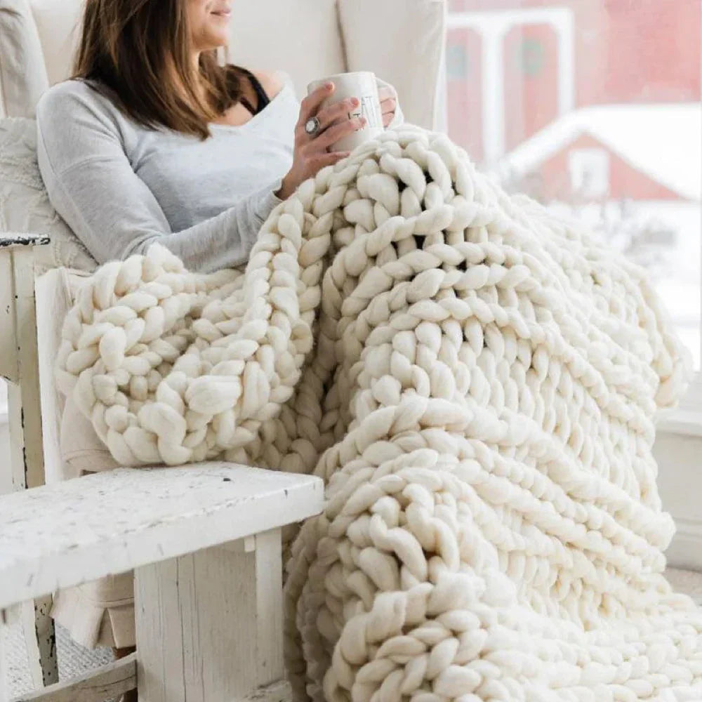 LuxeWool Chunky Wool Yarn For Cozy Blankets And Cushions With Fluffy Texture