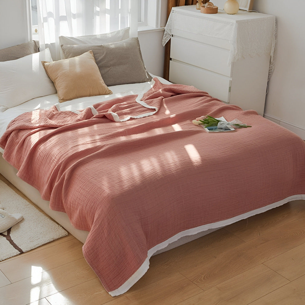 Luxurious Cooling Blanket With Muslin Cotton Layers For Airy Summer Nights
