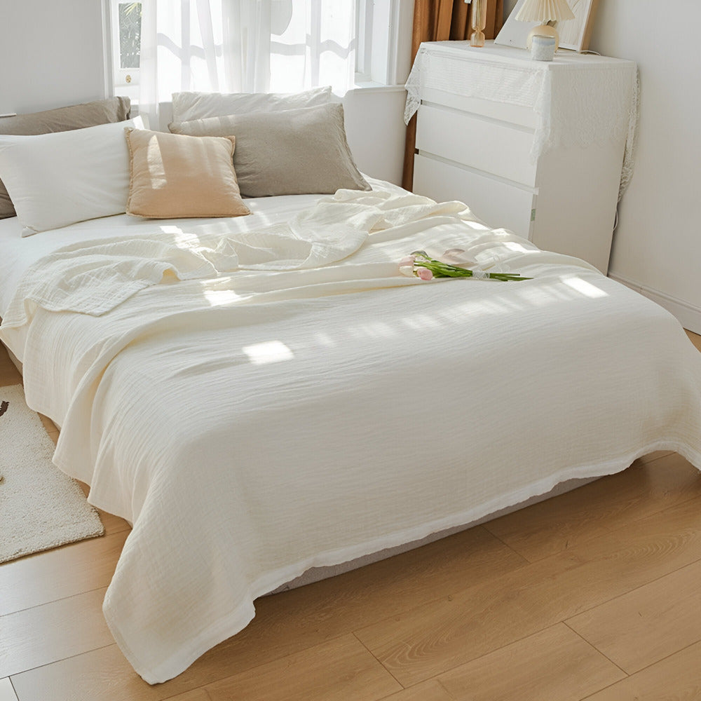 Luxurious Cooling Blanket With Muslin Cotton Layers For Airy Summer Nights