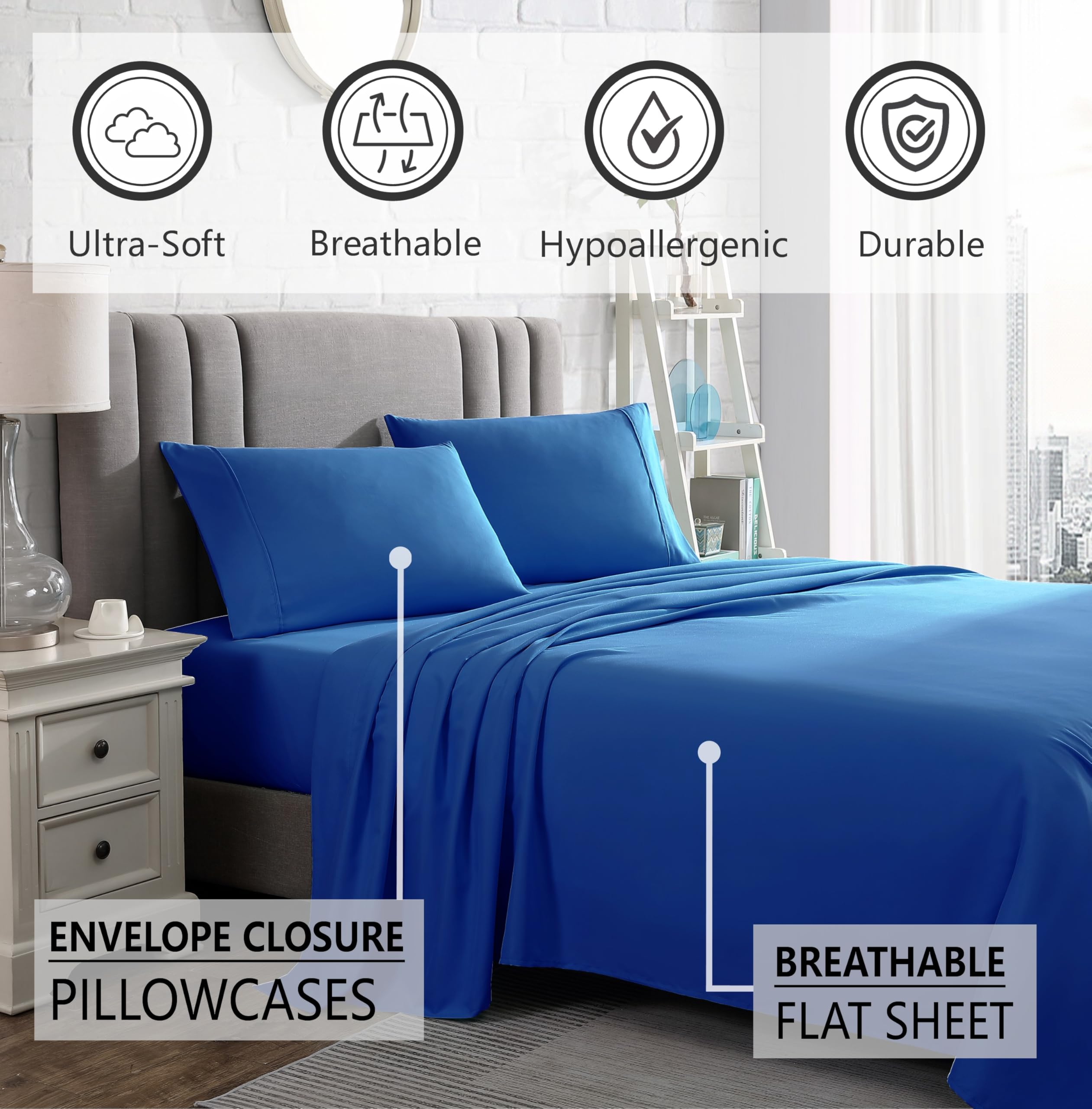 Queen Bedding Set With Cooling Polyester For Comfortable Sleep 4-Piece