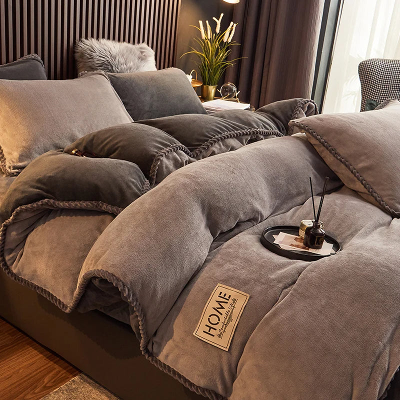 Velvet Fleece Duvet Set For King And Queen Beds With Extra Soft Comfort And Warmth