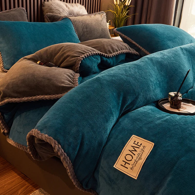 Velvet Fleece Duvet Set For King And Queen Beds With Extra Soft Comfort And Warmth