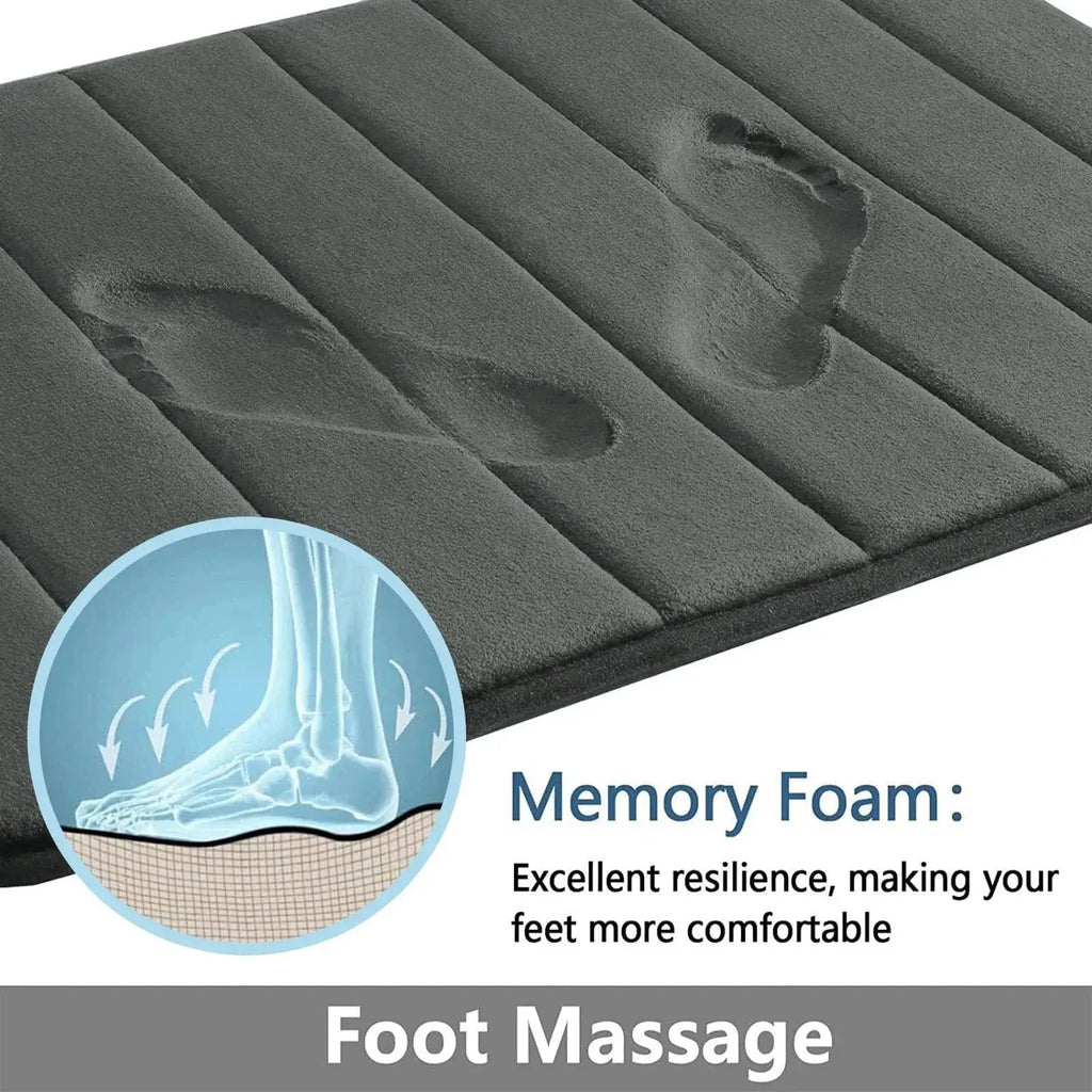 Velvet Memory Foam Bath Rug Set With Non-Slip Backing, 3-Piece Water-Absorbent Comfort