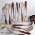 Premium 10-Piece Silicone Kitchen Tools With Copper And Wood Handles Ergonomic Set