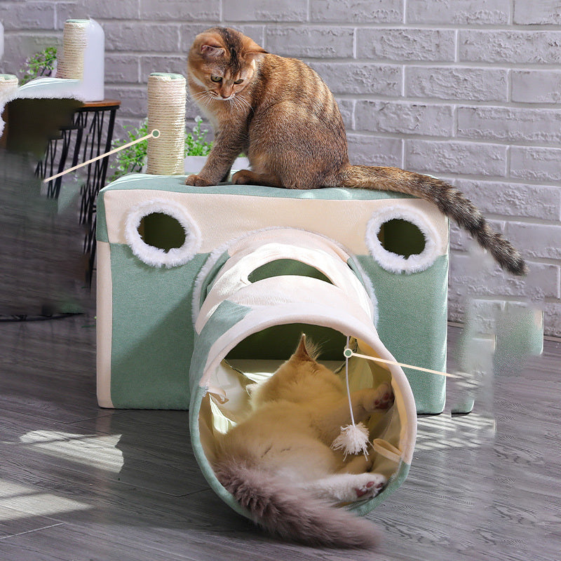 Luxury Model Collection Indoor Cat House With Multi Functional Velvet Hideout