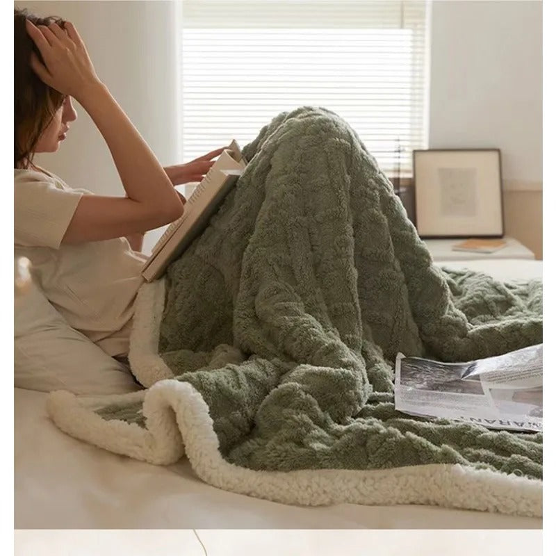 LuxyCozy Thick Lambswool Blanket With Fleece Softness For Lightweight Winter Warmth