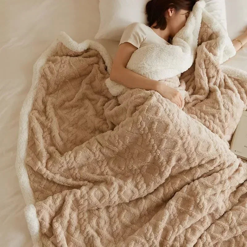 LuxyCozy Thick Lambswool Blanket With Fleece Softness For Lightweight Winter Warmth