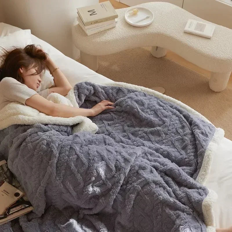 LuxyCozy Thick Lambswool Blanket With Fleece Softness For Lightweight Winter Warmth