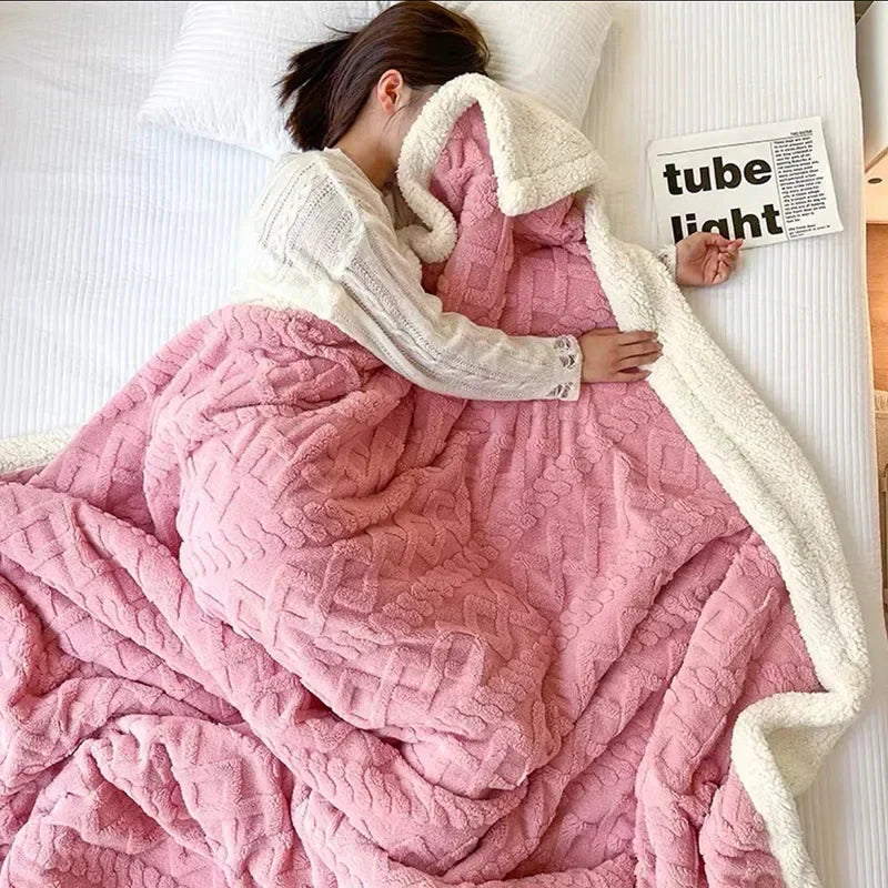 LuxyCozy Thick Lambswool Blanket With Fleece Softness For Lightweight Winter Warmth